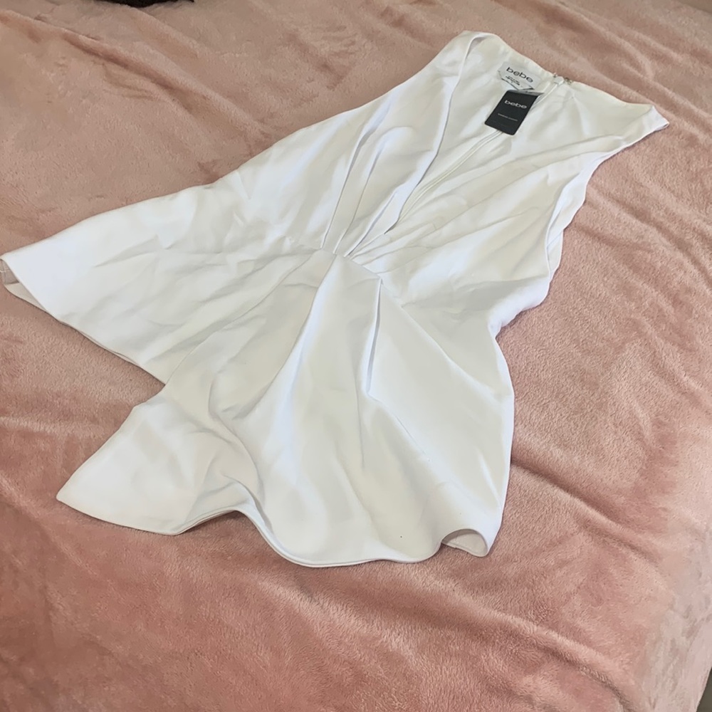 White Deep V Pleated FRT Top Size 2